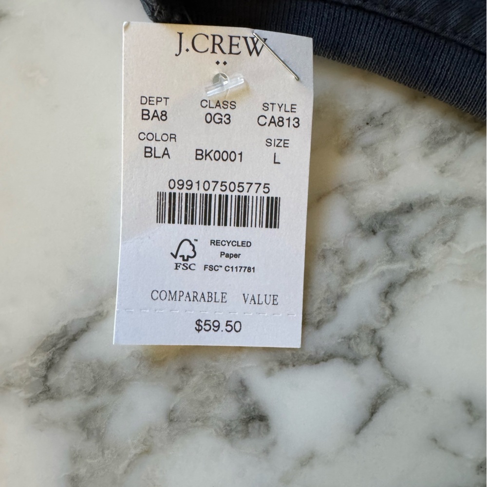 NWT J crew Relaxed Fit jersey long sleeve crewneck Sz L needs wash from retail - Picture 8 of 8